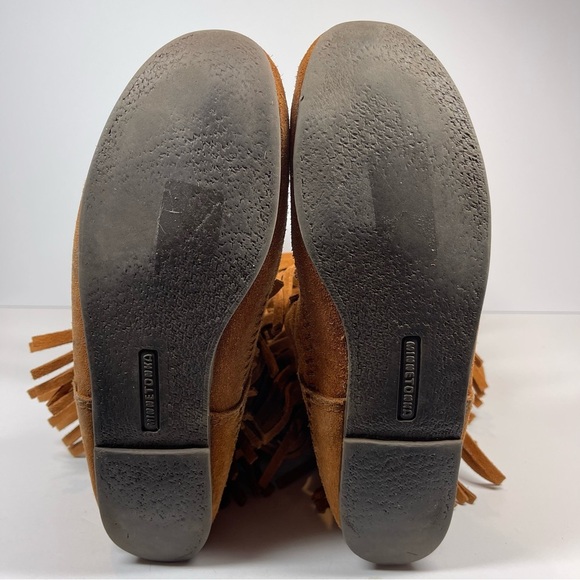 Minnetonka Brown 3-Layer Fringe Boots Size 10M - Picture 10 of 14